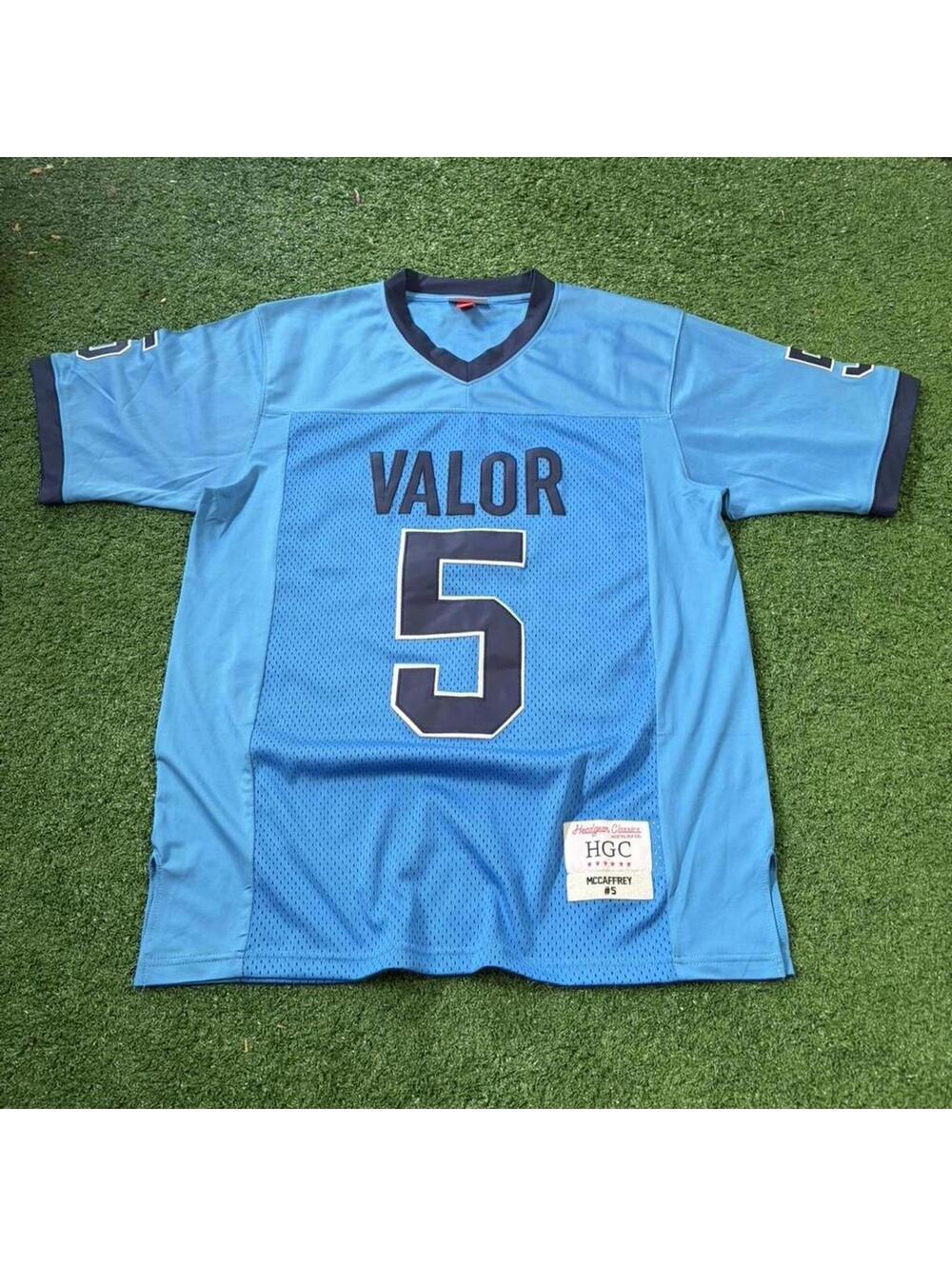 Valor Christian McCaffrey 5 Football Jersey Blue HGC Large Throwback California